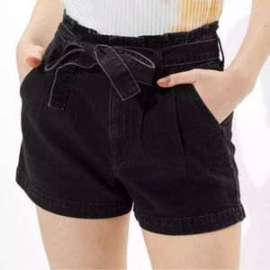 Black American Eagle Paper Bag Shorts